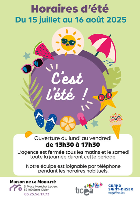 Horaires d'été 2025